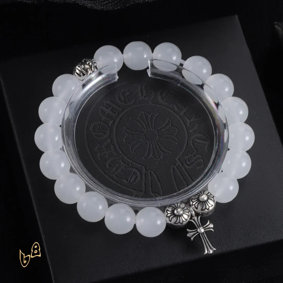 CH Cross Flower Ball Bracelet - CH0076 - White image