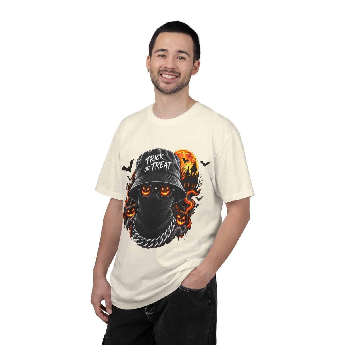 Spooky Streetwear Masked Unisex Garment-Dyed T-shirt image 16