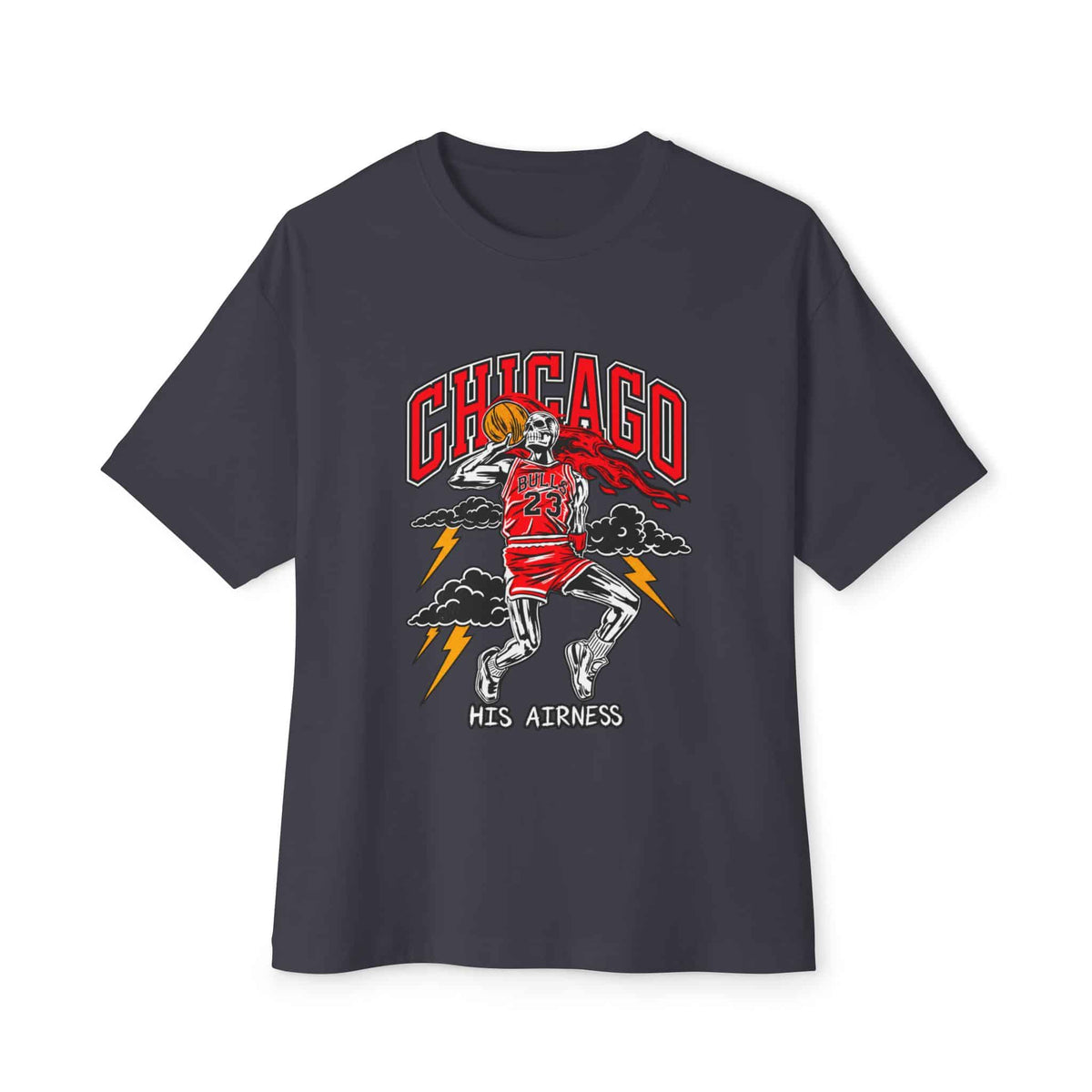 Graphic Print Unisex Oversized Boxy Tee - POD0038 - Dark Grey, L image