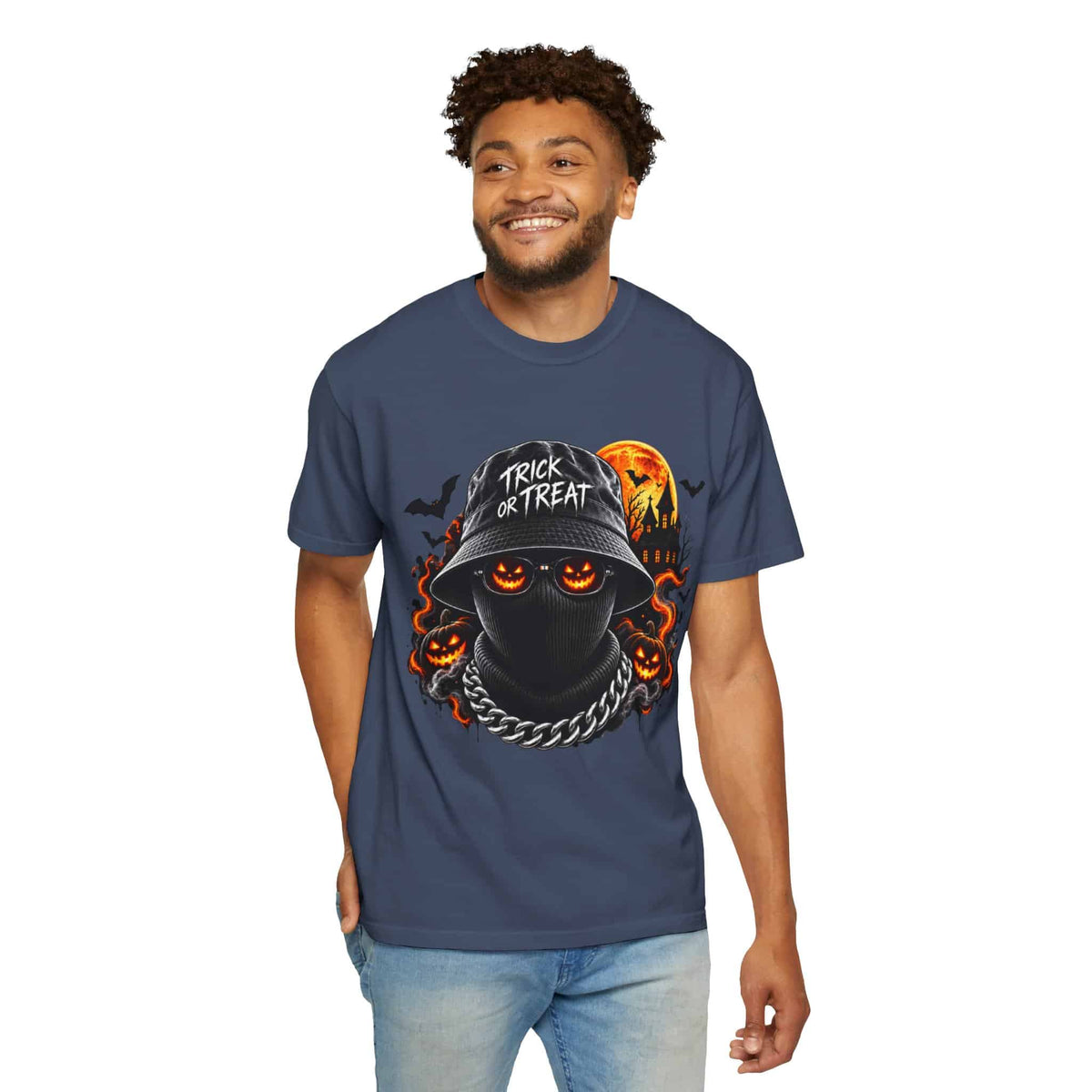 Spooky Streetwear Masked Unisex Garment-Dyed T-shirt image 65