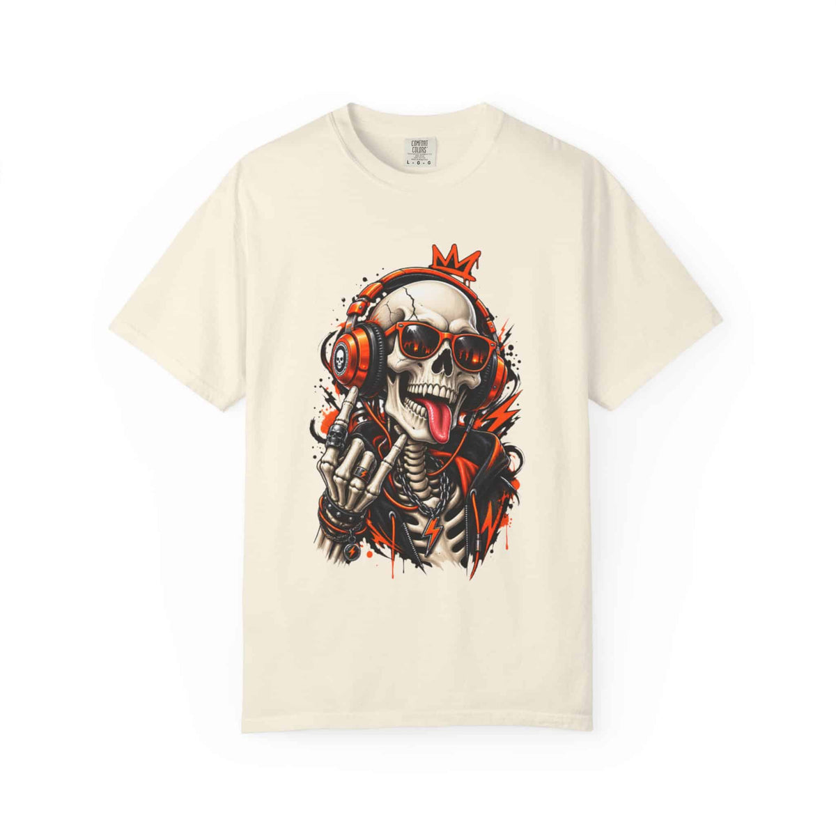 Neon Skull DJ Unisex Garment-Dyed T-shirt image