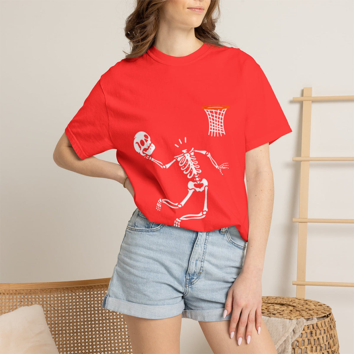 Halloween Basketball Skeleton Unisex Garment-Dyed T-shirt image 94