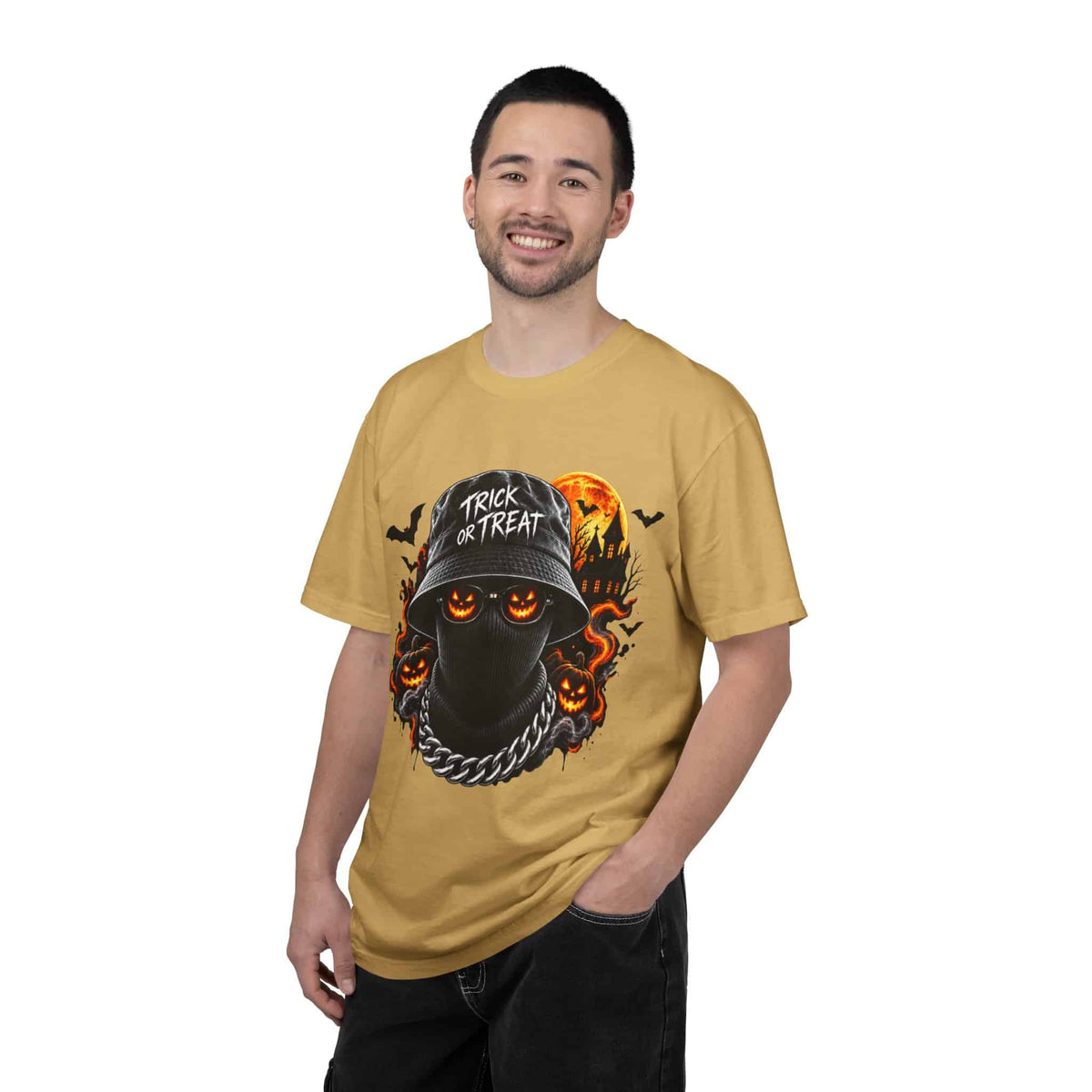 Spooky Streetwear Masked Unisex Garment-Dyed T-shirt image 34