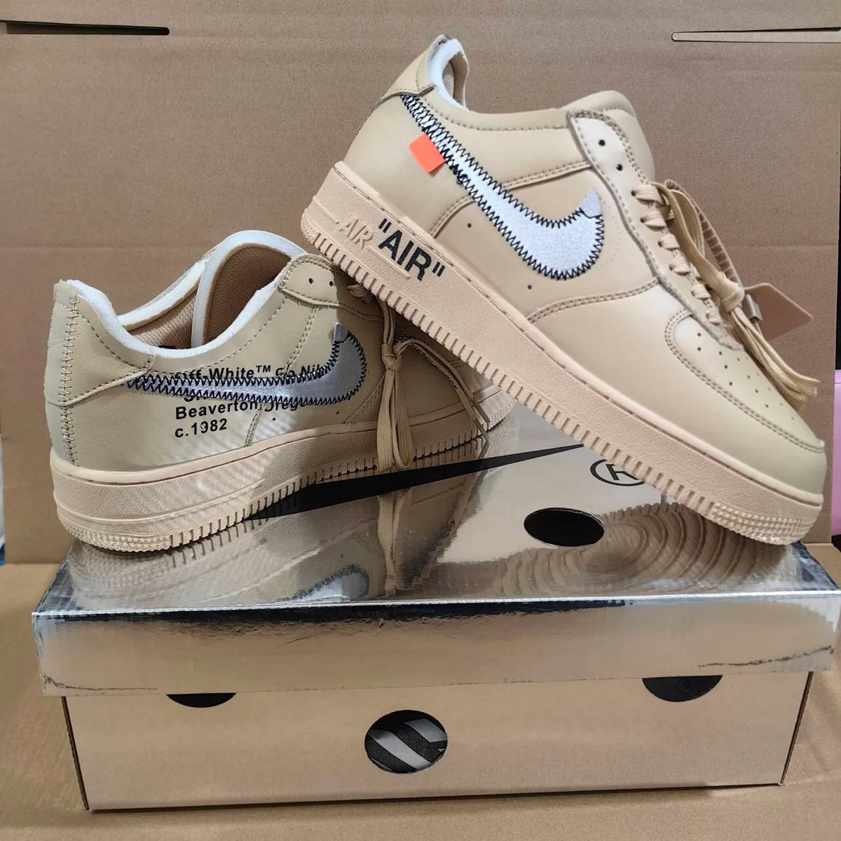 OW x AF 1 Low Sesame Shoes Sneakers - nk0004452 image 14