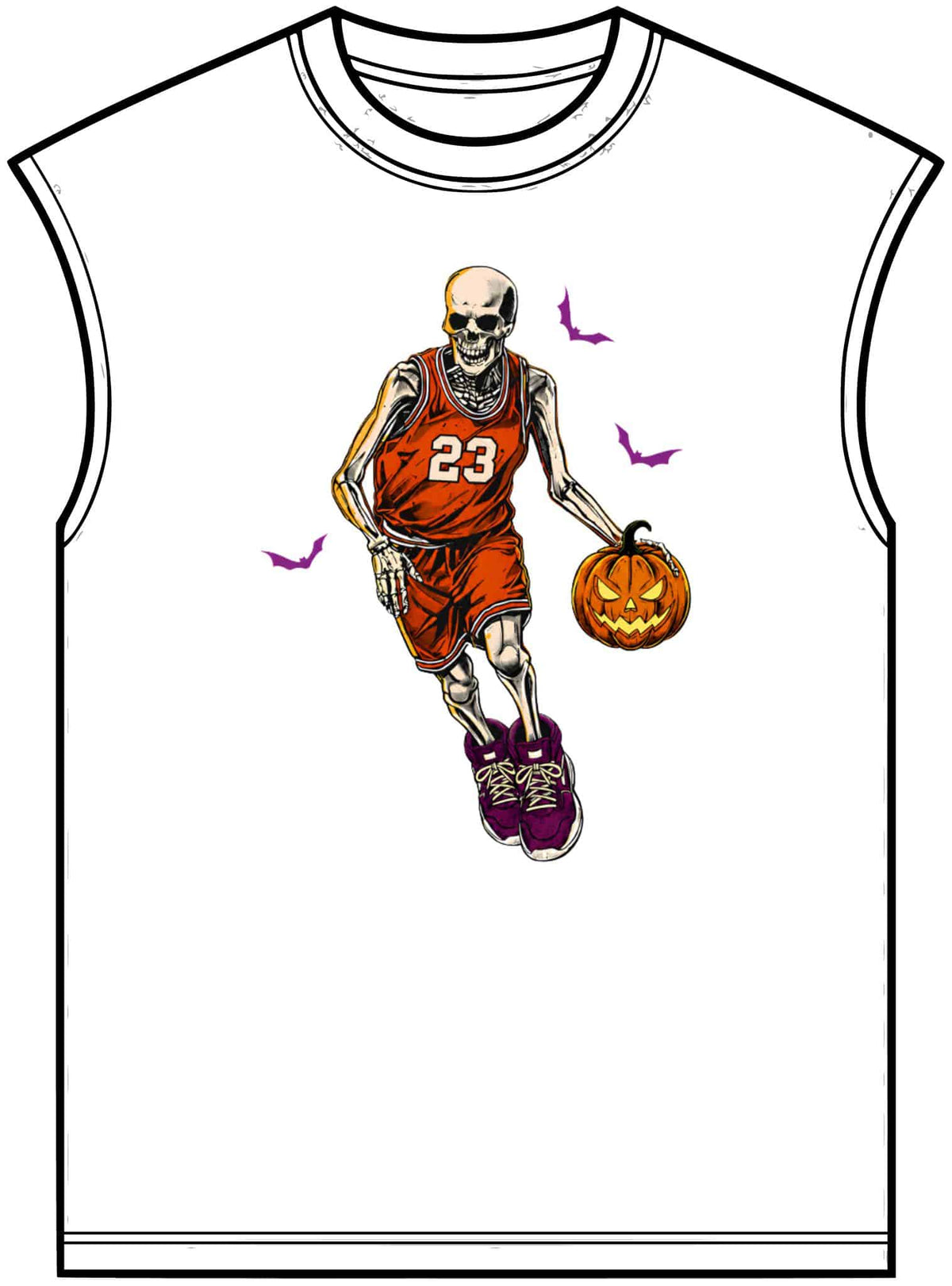 Halloween Basketball Unisex Garment-Dyed Muscle Tee image