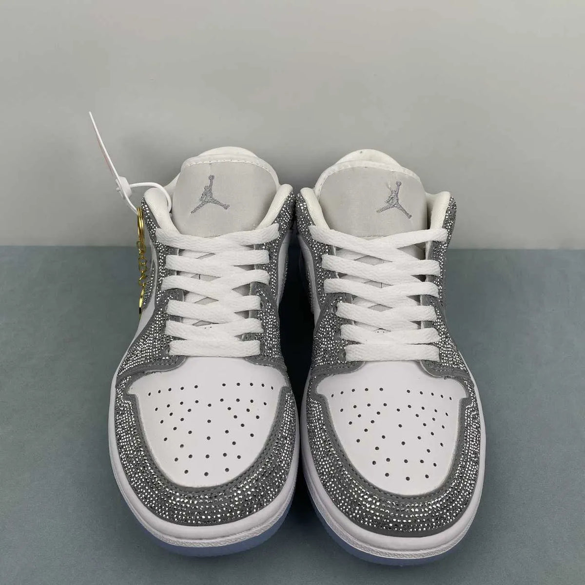 AJ 1 low customized with silver Swarovski crystal Shoes Sneakers – nk0005309 image 5