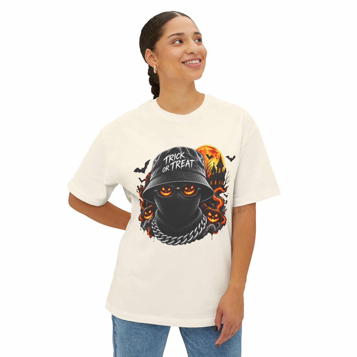 Spooky Streetwear Masked Unisex Oversized Boxy Tee image 12