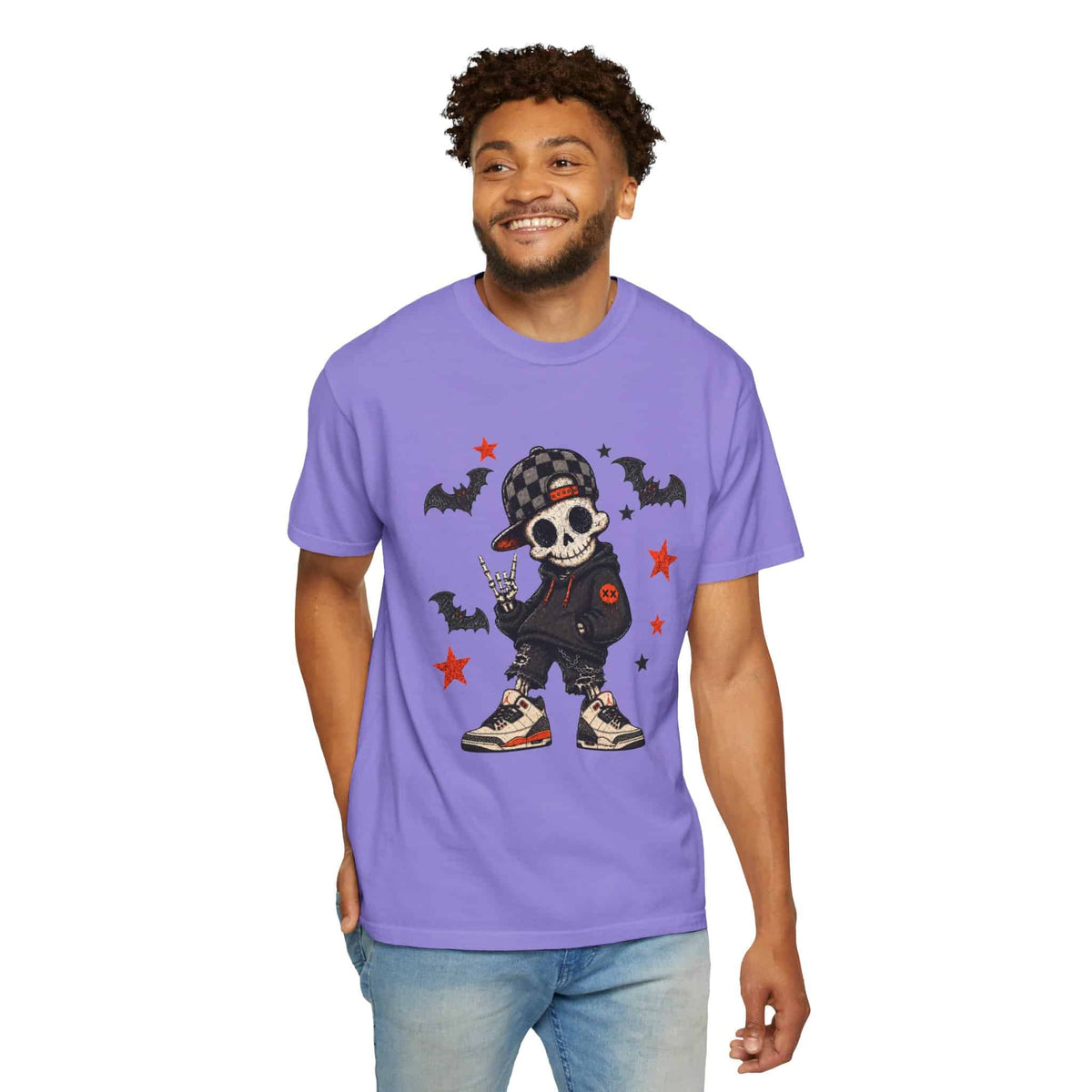 Boy Skeleton Halloween Unisex Garment-Dyed T-shirt image 54