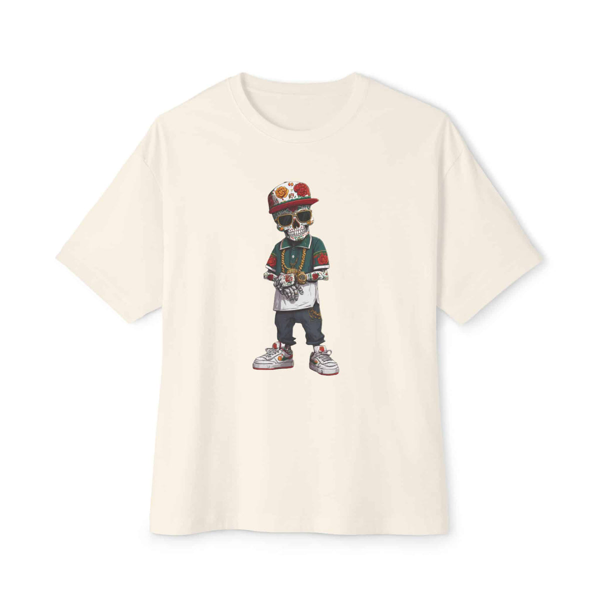 Skull Luxury Unisex Oversized Boxy Tee - Natural, M image