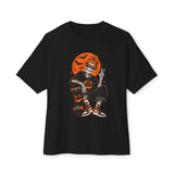Retro Skater Skeleton Halloween Unisex Oversized Boxy Tee image 0
