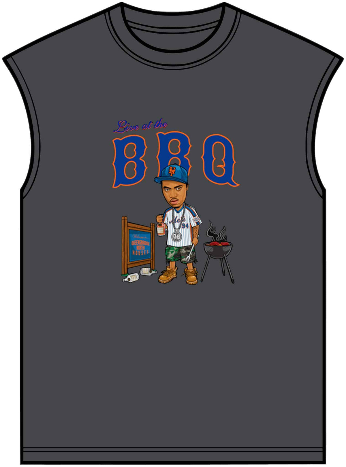 Rap Nas Live At The BBQ Unisex Garment-Dyed Muscle Tee image