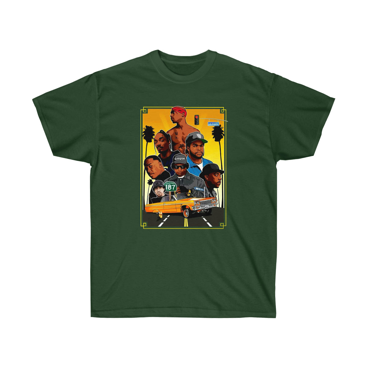 RAP 90's West Coast Legends Men Shirt - Forest Green, L image