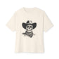 Outlaw Skull Unisex Oversized Boxy Tee - Natural, S image