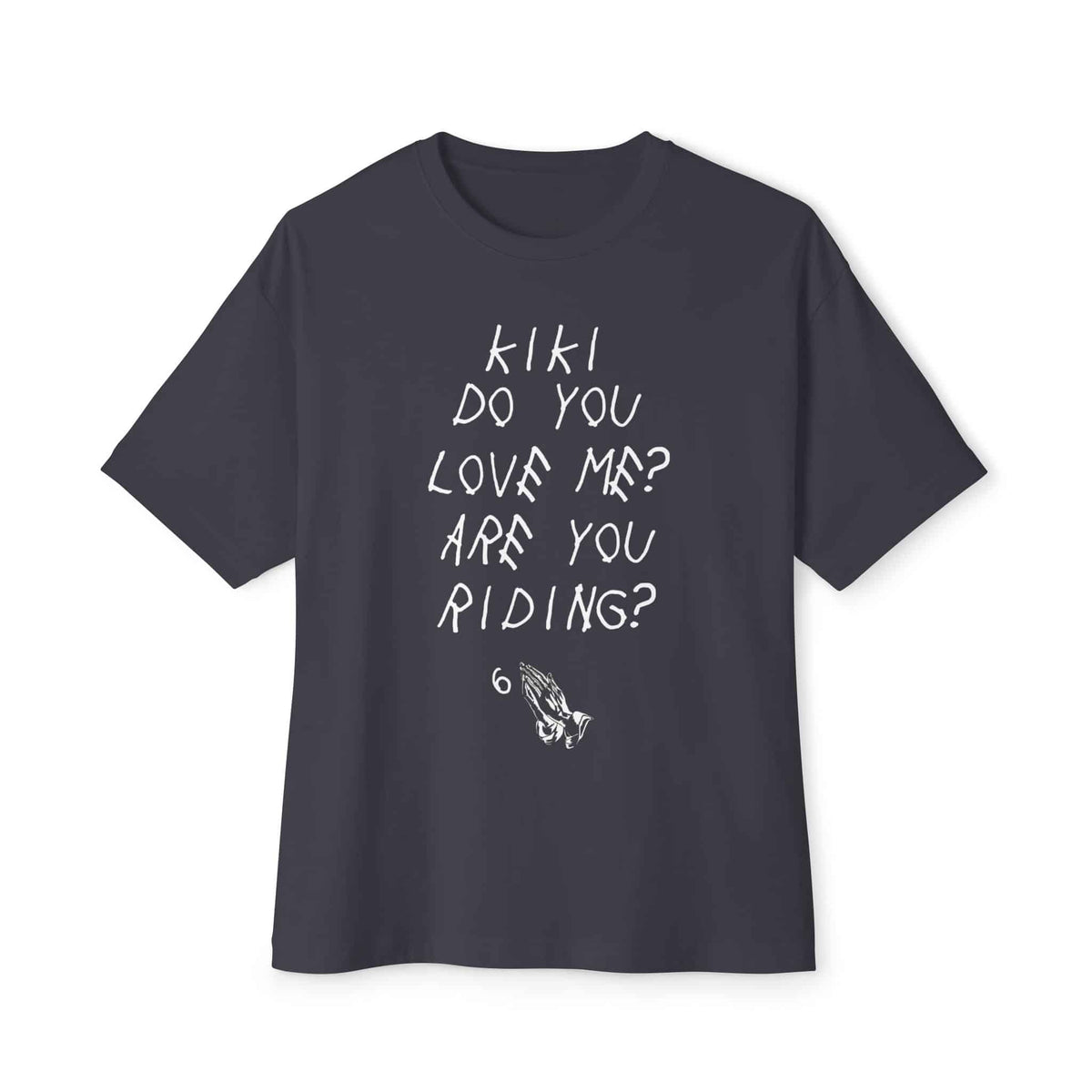 Kiki Loves Me Unisex Oversized Boxy Tee - Dark Grey, XL image