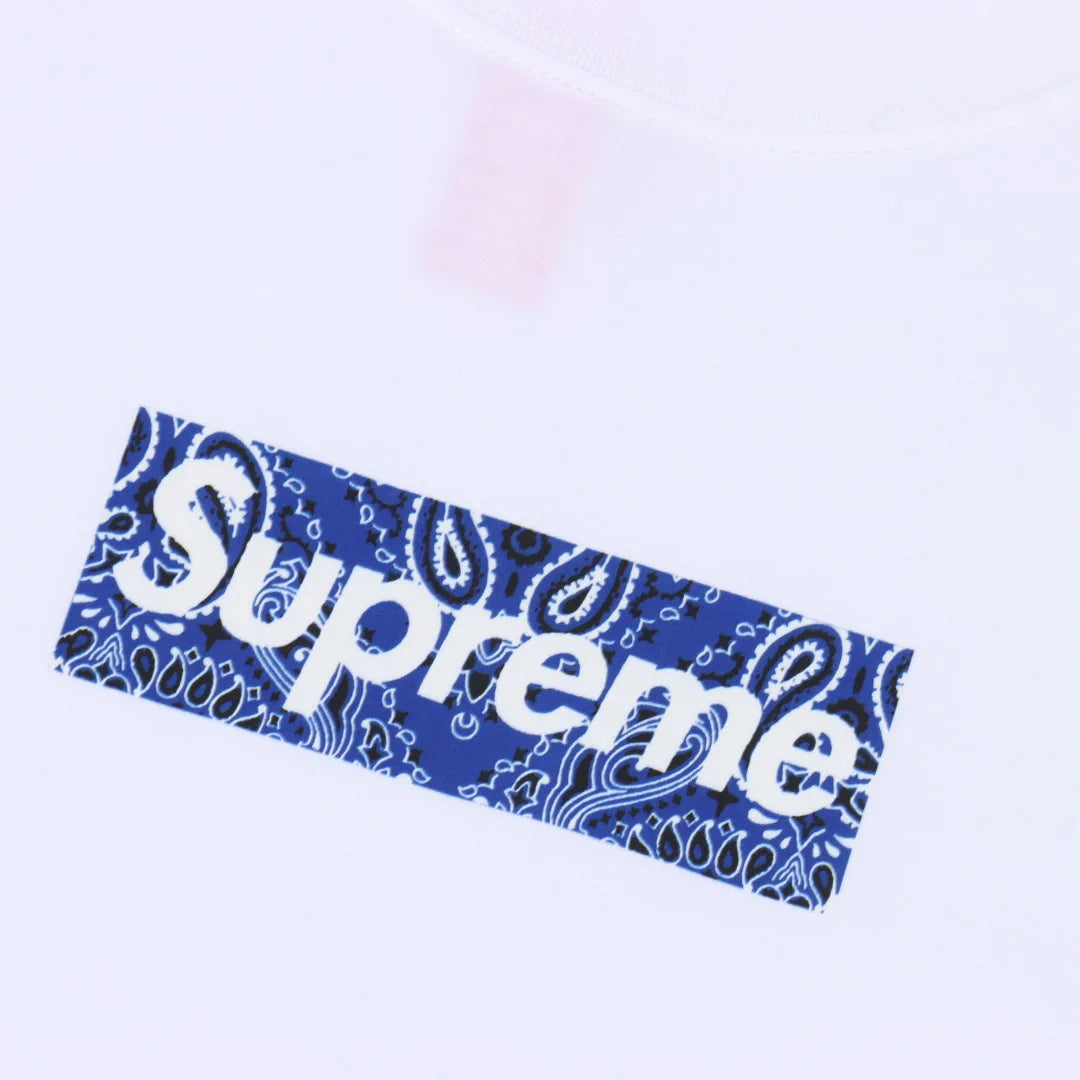 SUP Box Logo Zebra Blue Print T-Shirt in White - 515 - spm0000515 image 3