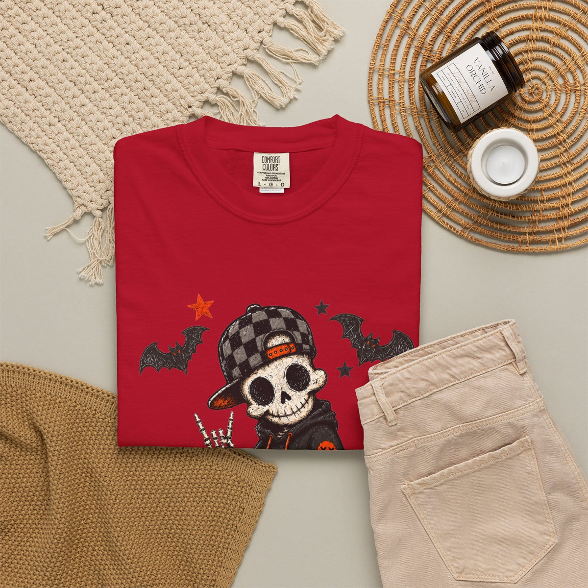 Boy Skeleton Halloween Unisex Garment-Dyed T-shirt image 59