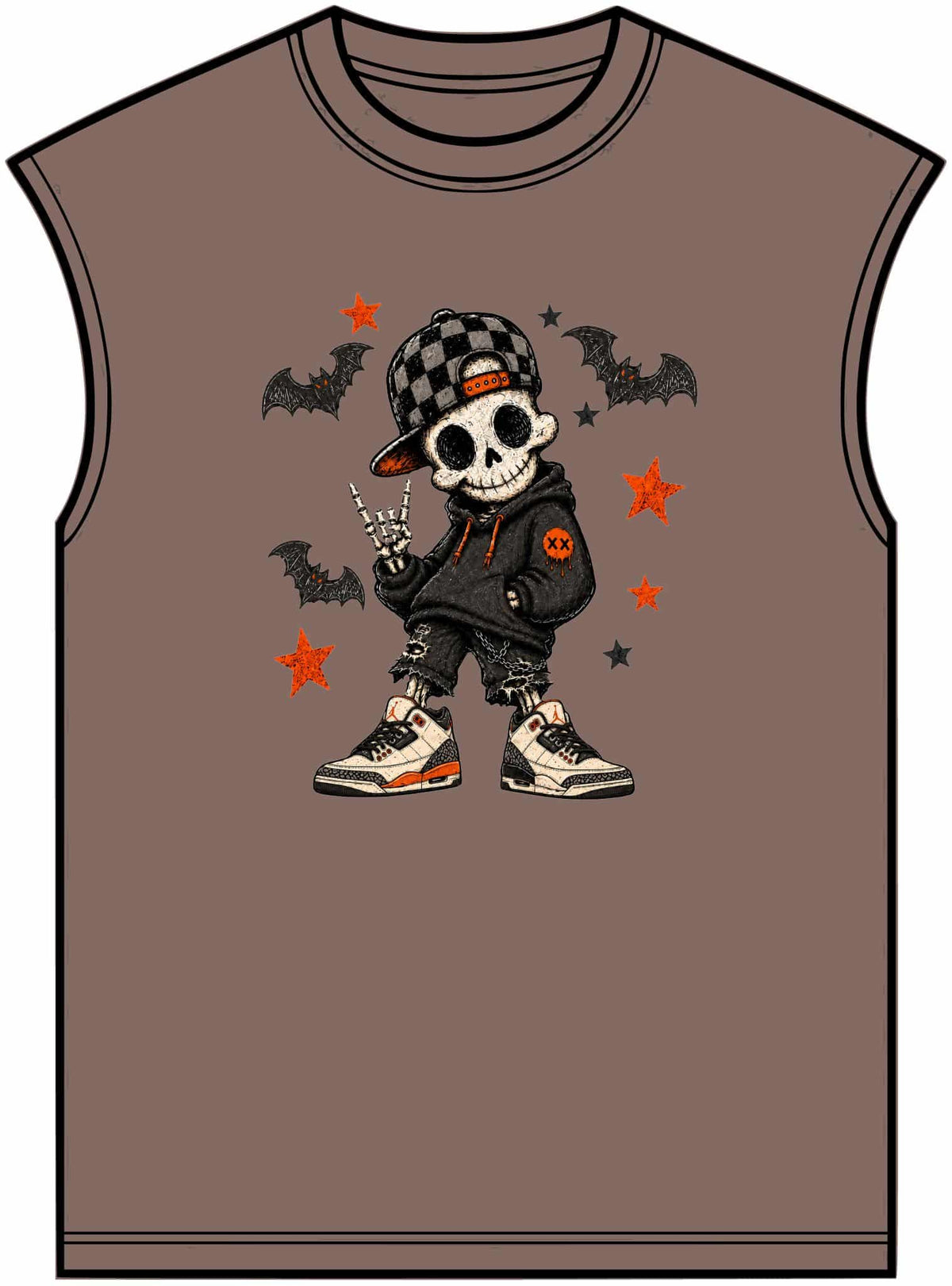 Boy Skeleton Halloween Unisex Garment-Dyed Muscle Tee image