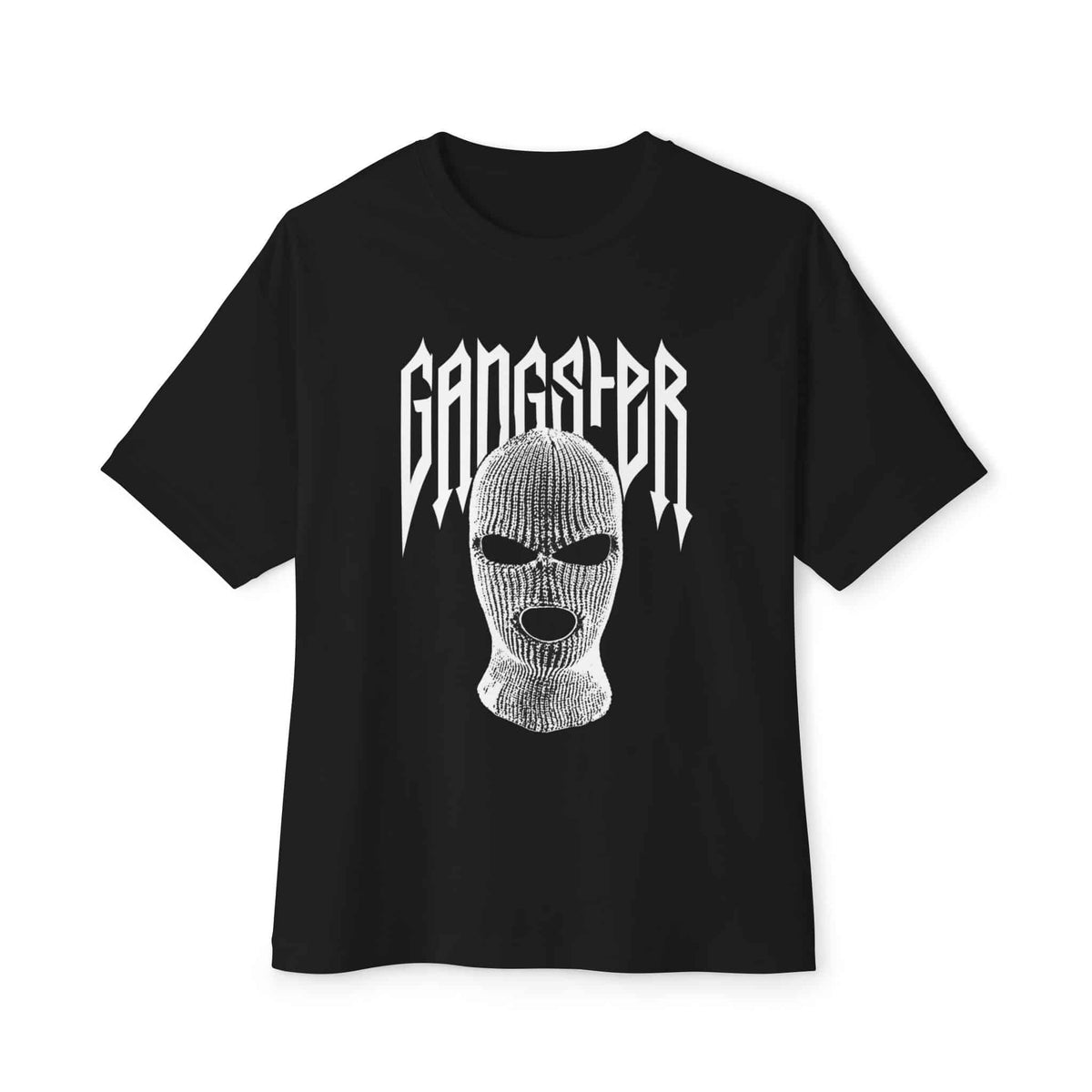 Gangster Mask Unisex Oversized Boxy Tee - Black, L image