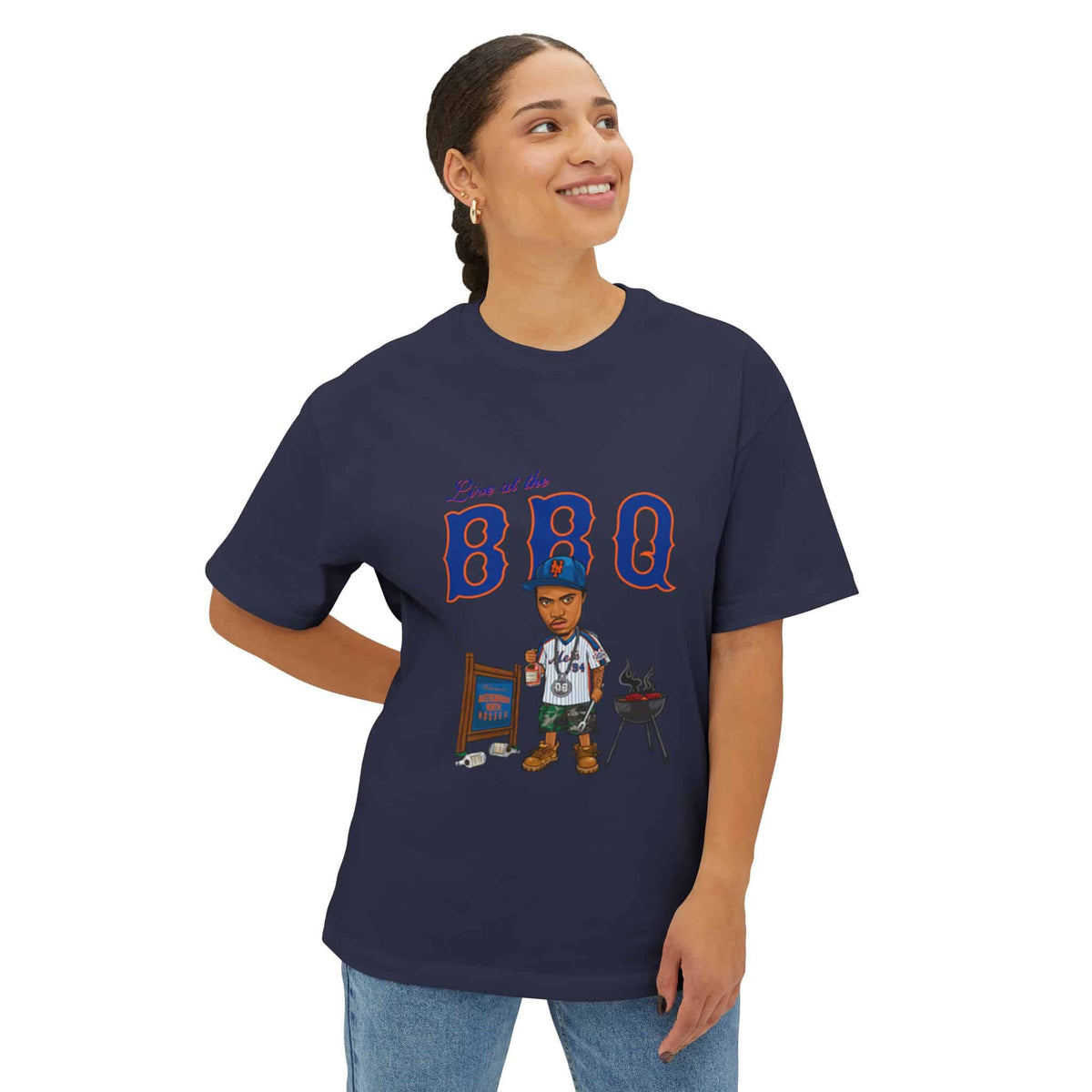 Rap Nas Live At The BBQ Unisex Oversized Boxy Tee image 27
