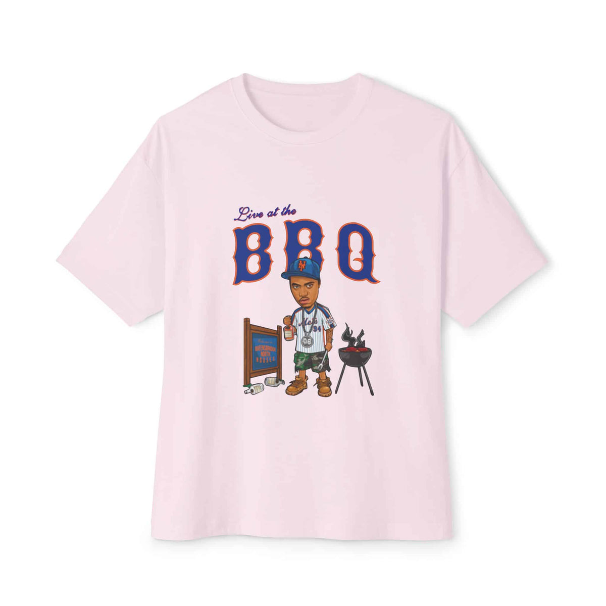Rap Nas Live At The BBQ Unisex Oversized Boxy Tee image 0