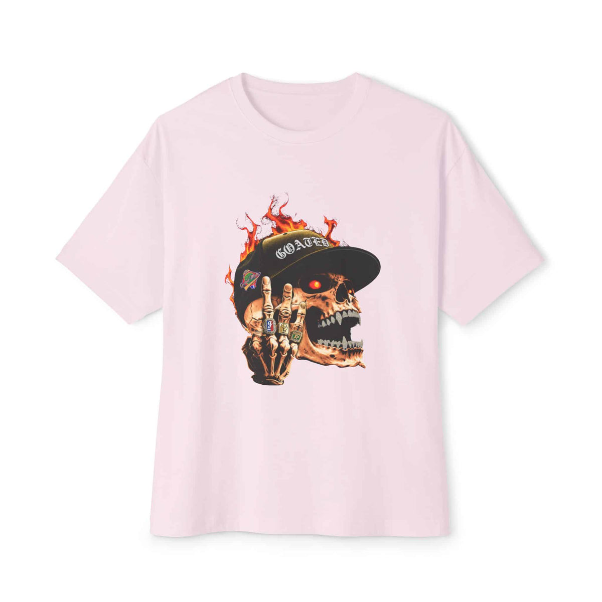 GOATED Skull Unisex Oversized Boxy Tee - Soft Pink, XS image