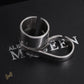 McQueen Double Logo-Engraved Antiqued Ring – MCQ0013