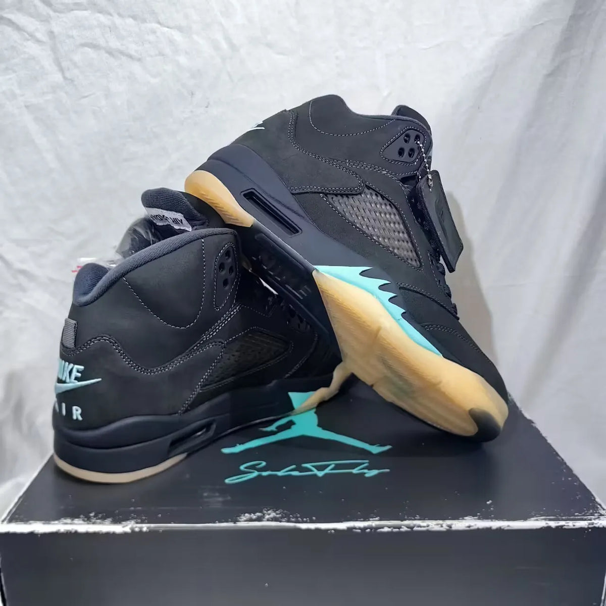 [PREMIUM] Air Jordan  5 Retro SoleFly Black Aurora Green Shoes Sneakers - nk0005505