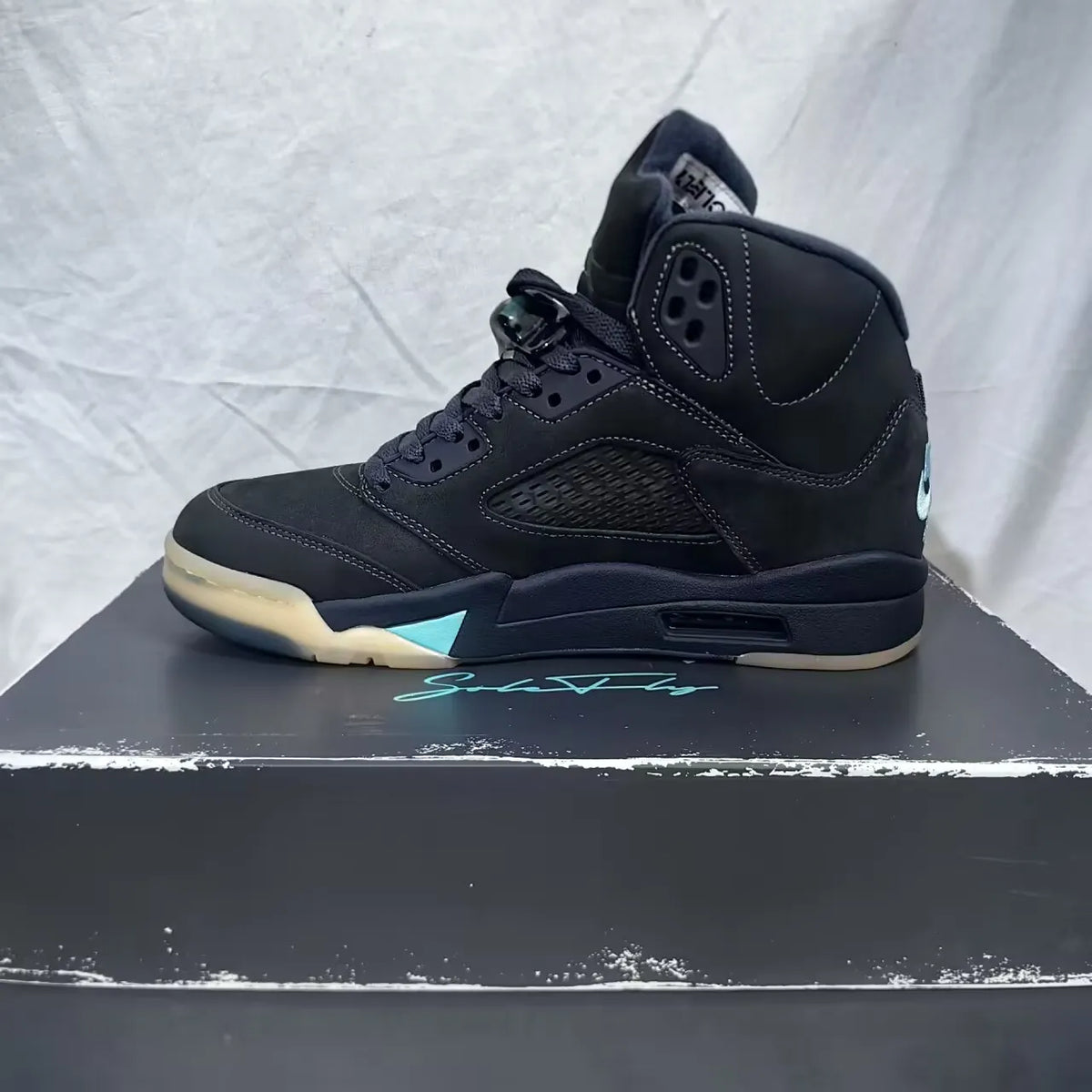 [PREMIUM] Air Jordan  5 Retro SoleFly Black Aurora Green Shoes Sneakers - nk0005505