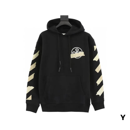 OW Diagonal Tape Arrows Hoodie in Black - 347 - owf0000347