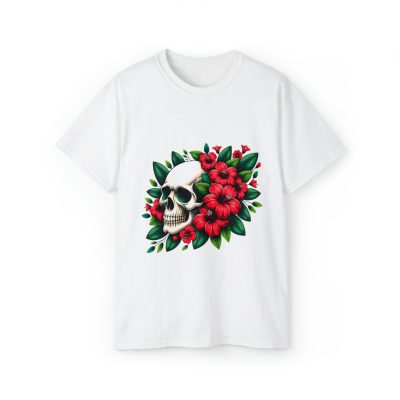 Flower Skull T-Shirt - White, L
