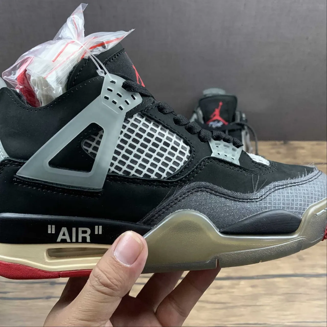 OW x AJ 4 Bred Shoes Sneakers – nk0000829 - Image 13