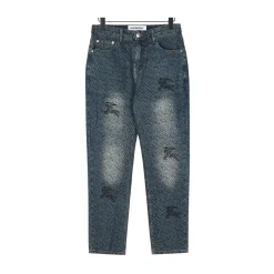 BUR Monogram Distressed Denim Jeans in Indigo - 367 - bbr0000367