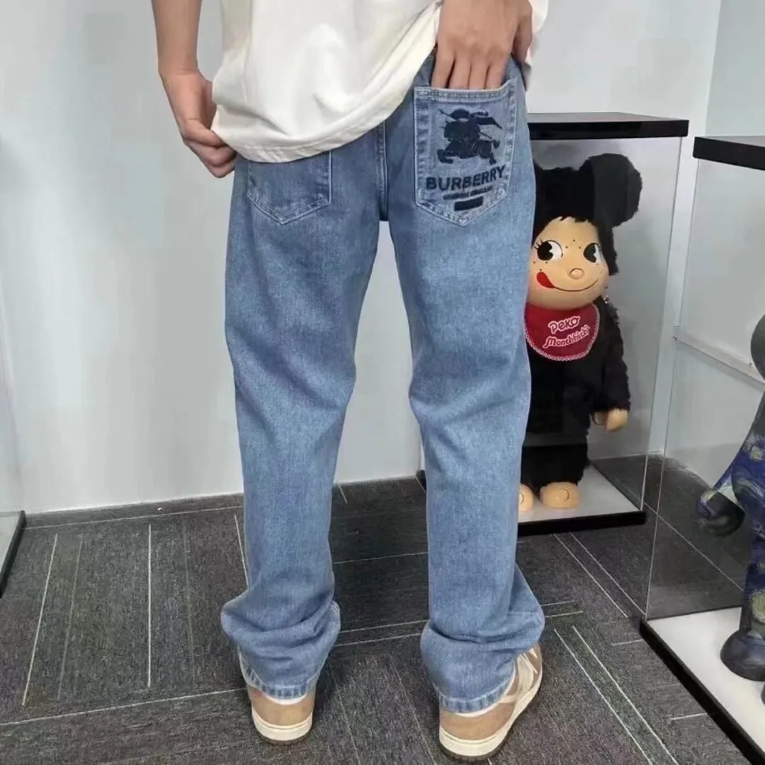 BUR Embroidered Knight Logo Washed Jeans in Blue - 369 - bbr0000369 - Image 3