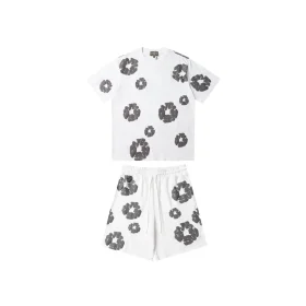DT Set White & Gray Tee & Shorts - 141 - dt0000141
