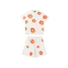DT Set White & Orange Tee & Shorts - 142 - dt0000142