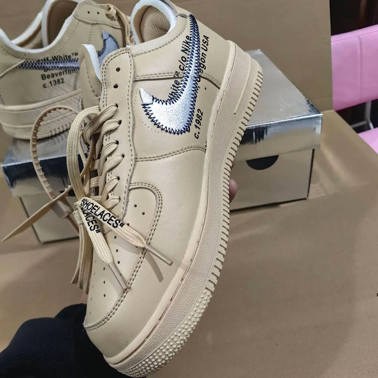 OW x AF 1 Low Sesame Shoes Sneakers - nk0004452 - Image 16