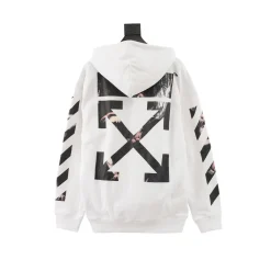 Alternative view of OW Caravaggio Slim Arrows Hoodie in White - 343 - owf0000343