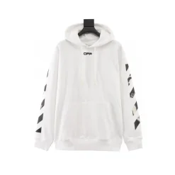 OW Caravaggio Slim Arrows Hoodie in White - 343 - owf0000343