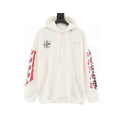OW Diagonal Stencil Hoodie in White - 346 - owf0000346