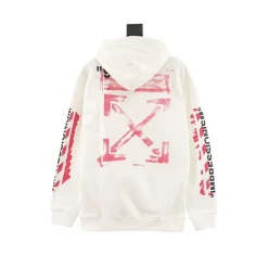 Alternative view of OW Diagonal Stencil Hoodie in White - 346 - owf0000346