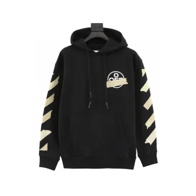 OW Diagonal Tape Arrows Hoodie in Black - 347 - owf0000347 - S