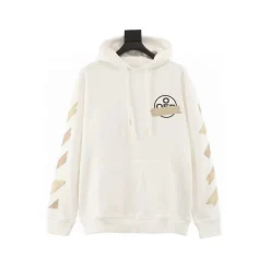 OW Diagonal Tape Arrows Hoodie in White - 349 - owf0000349