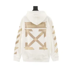 Alternative view of OW Diagonal Tape Arrows Hoodie in White - 349 - owf0000349