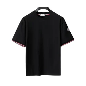 MC Tricolor Trimmed Cotton T-Shirt in Black - 103 - mc0000103