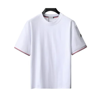 MC Tricolor Trimmed Cotton T-Shirt in White - 104 - mc0000104 - M