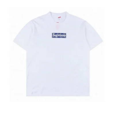 SUP Box Logo Zebra Blue Print T-Shirt in White - 515 - spm0000515 - S