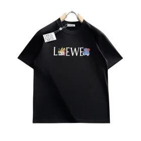LW Black Logo-Print Cotton T-Shirt - LW0004