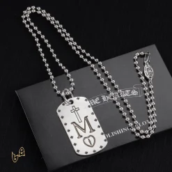 CH M Love Pattern Square Necklace - CH0006