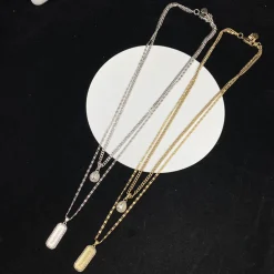 Alternative view of McQueen Logo Plaque Chain Necklace - MC0008