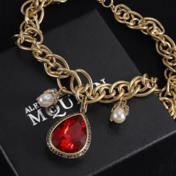 Alternative view of McQueen Red Teardrop Necklace - MC0011
